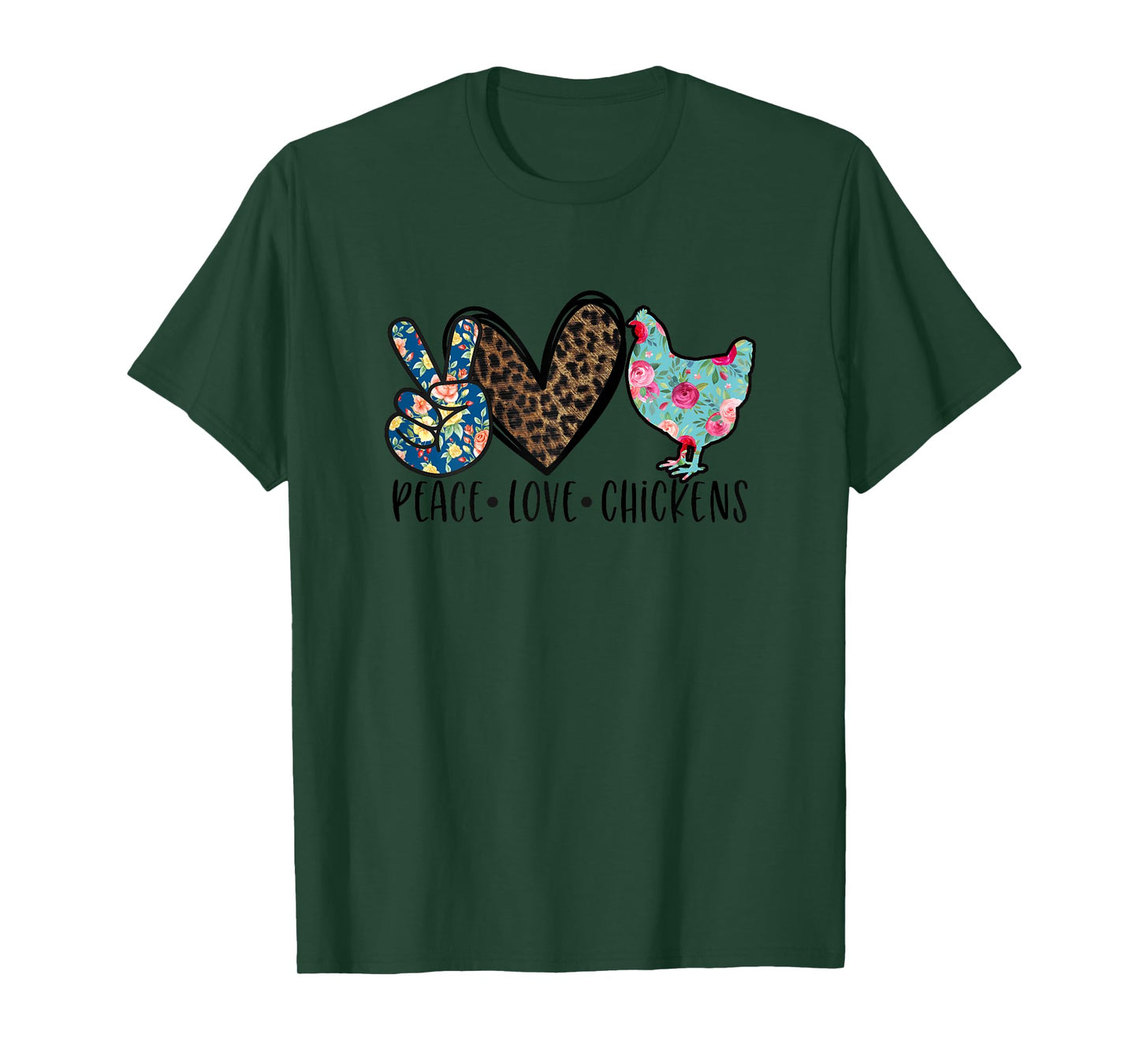 Peace Love Chickens Funny Quote for Chicken Lover Teen Girls T-Shirt