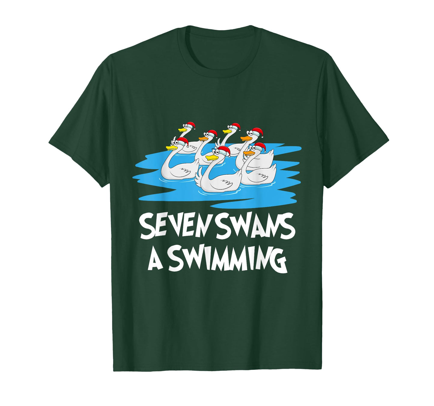 Seven Swans a Swimming 12 Days - Christmas Song Funny Gift T-Shirt