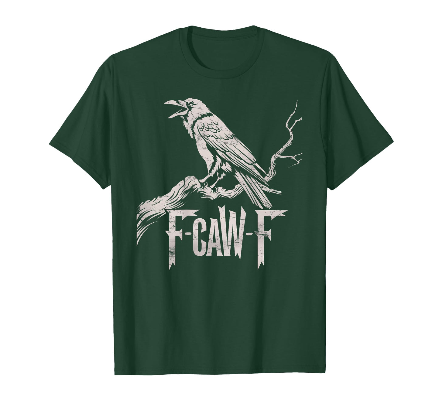 F-Caw-F Black Crow Pun Funny Bird Cawing Grunge On Back T-Shirt