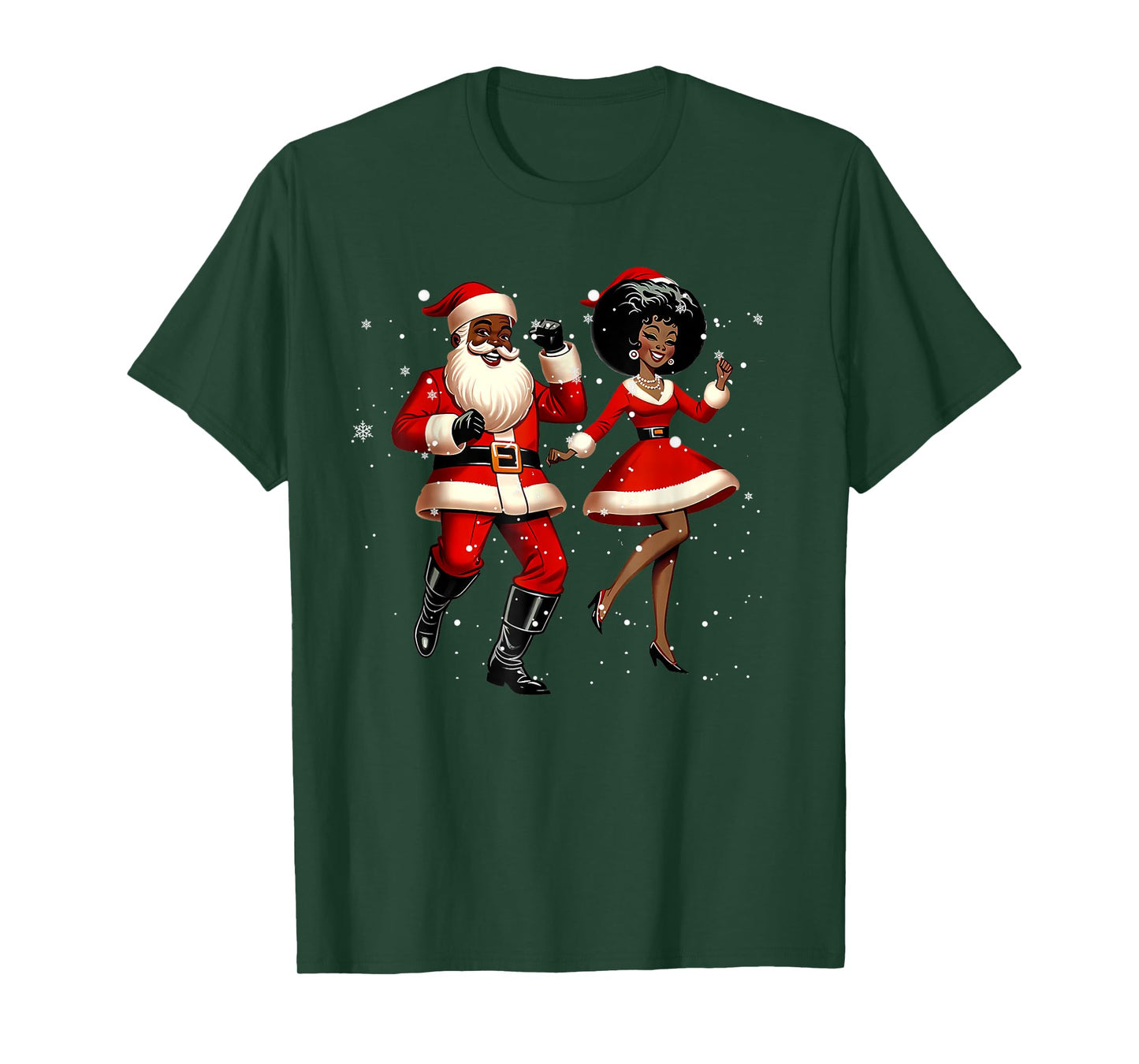 African Santa Mrs Claus Dancing African American Christmas T-Shirt