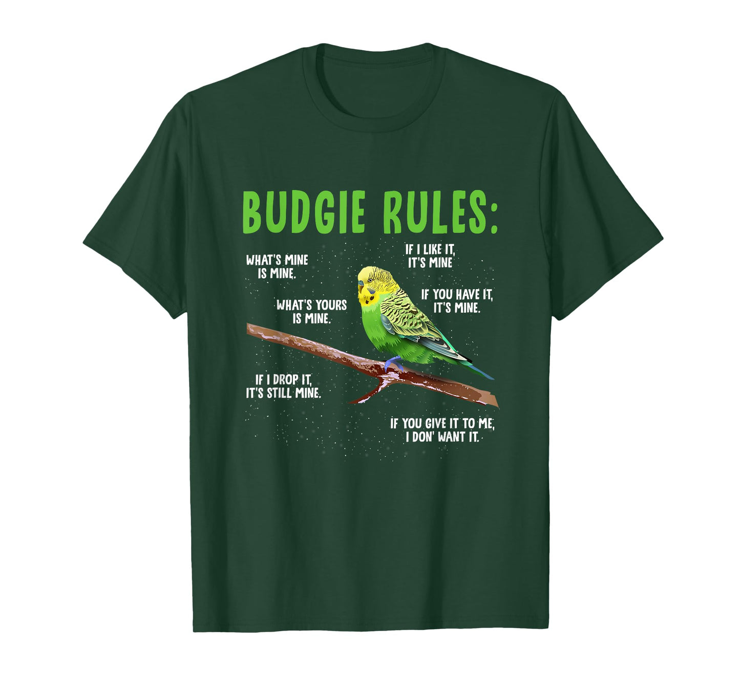 Budgie Rules Budgie Lover Parakeet Bird Budgerigar Parrots T-Shirt