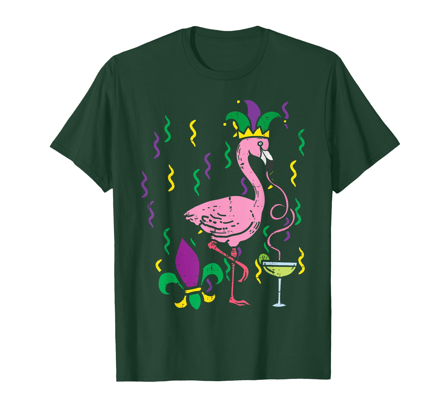Mardi Gras Jester Flamingo Funny Carnival Bird Tee Men Women T-Shirt