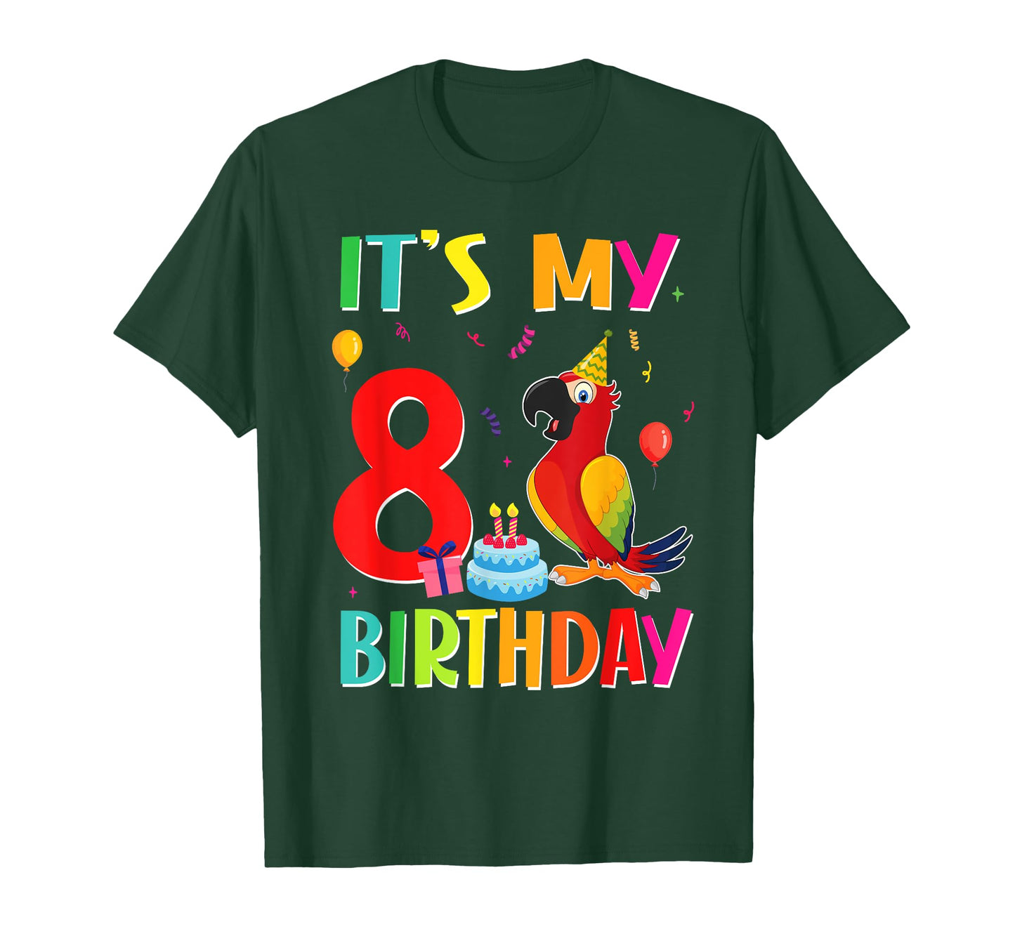 Its My 8th Birthday Parrot Bird Lover 8 Years Old T-Shirt