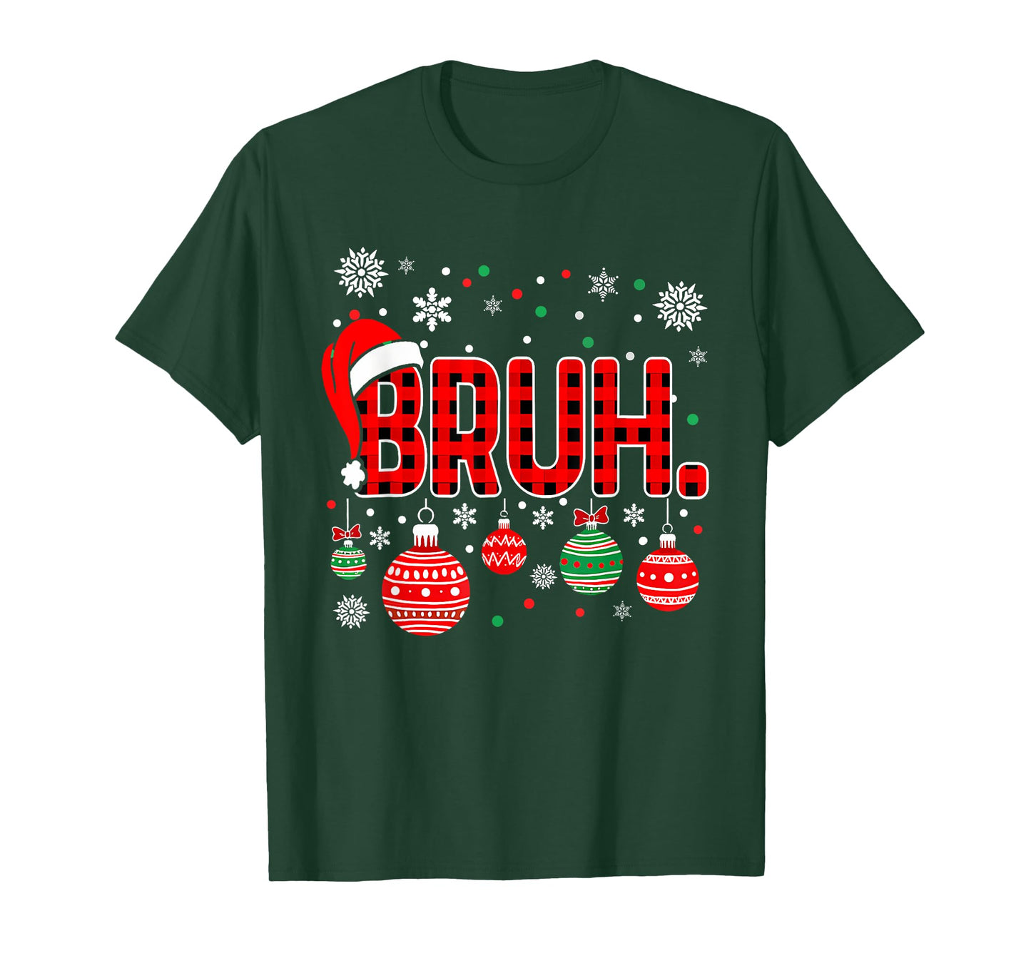 Bruh Funny Christmas Plaid Teens Boys Kids Xmas Pajamas T-Shirt