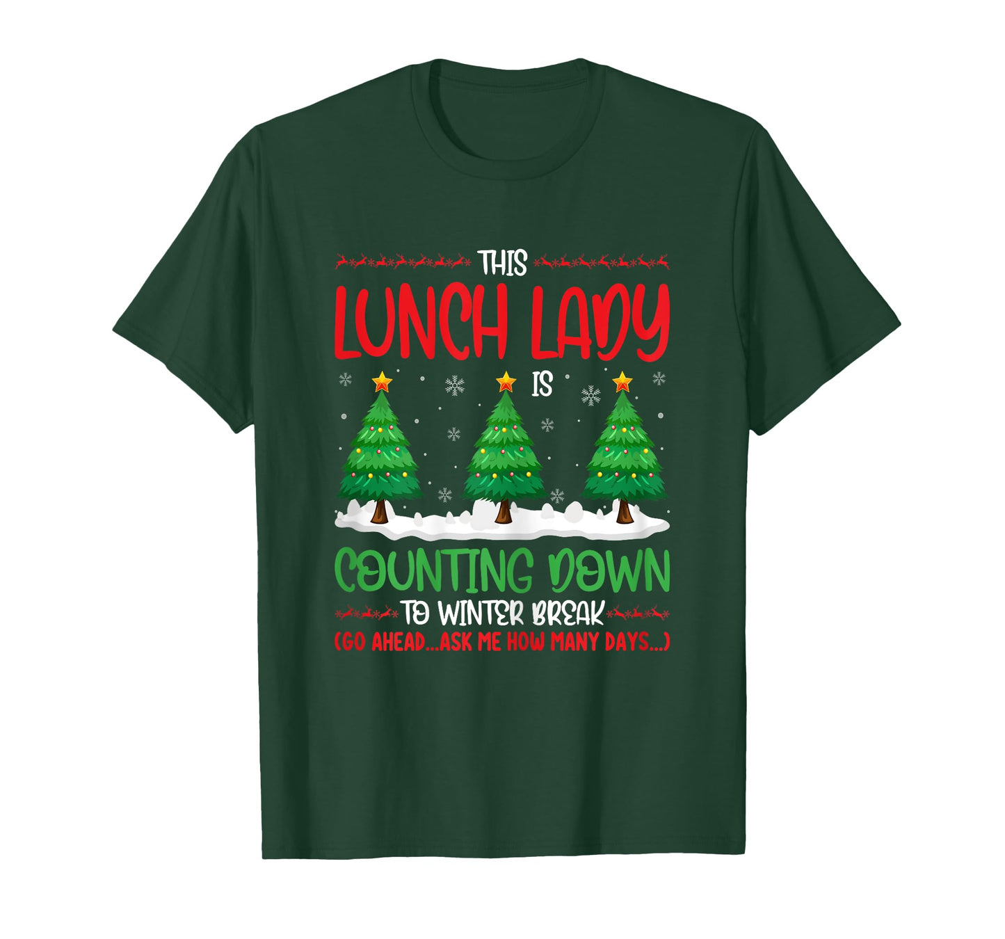 This Lunch Lady Is Counting Down To Winter Break Christmas T-Shirt