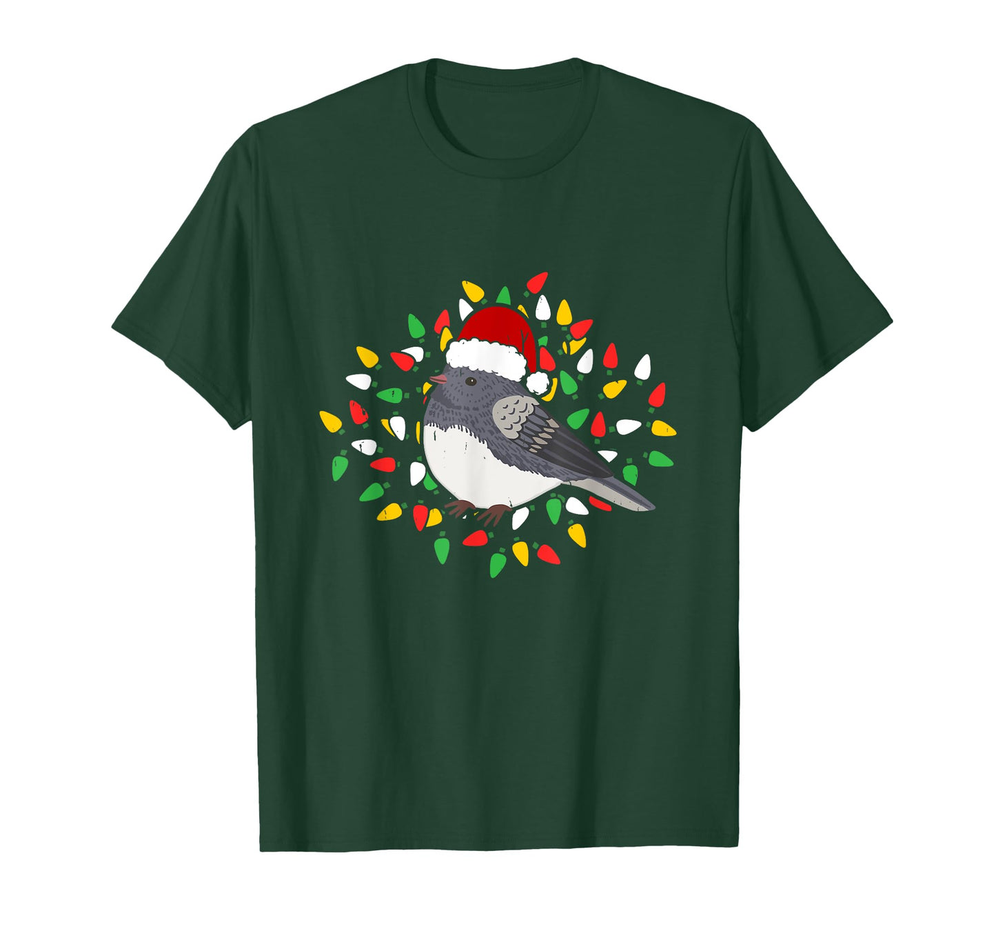 Holiday Xmas Santa Hat Dark Eyed Junco Bird Christmas T-Shirt