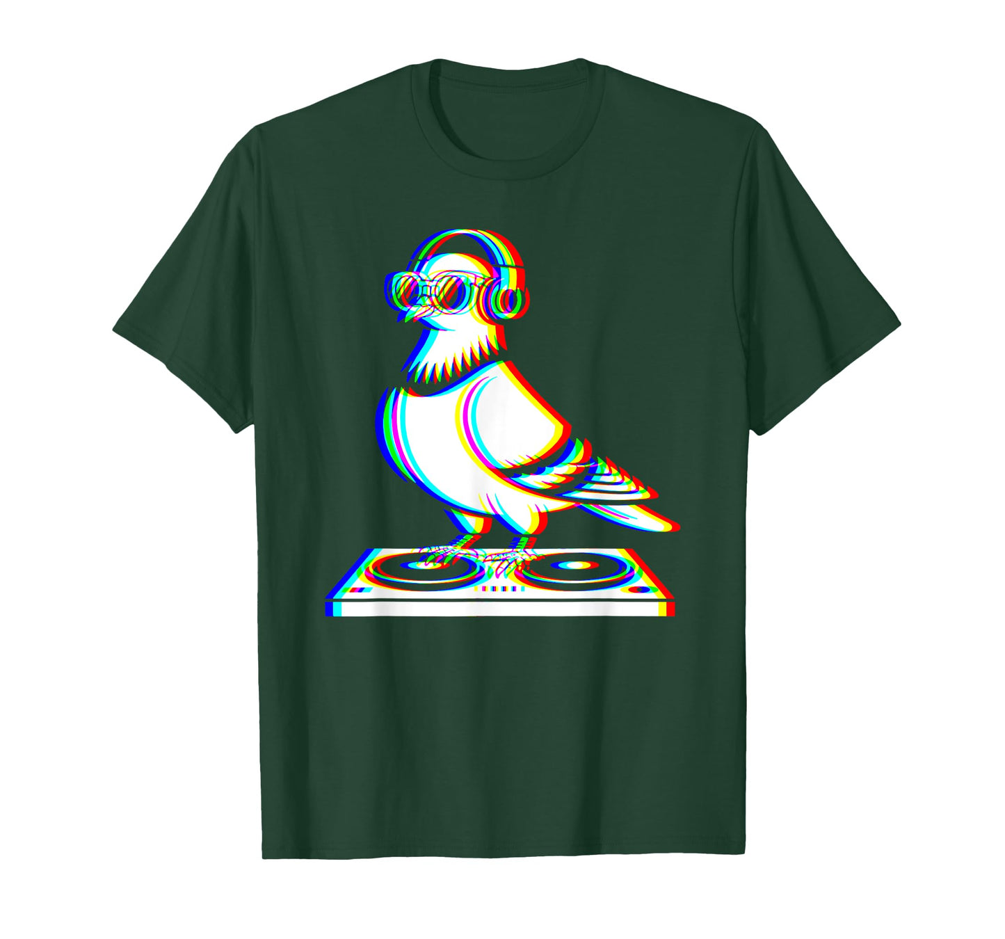 Funny Pigeon DJ Glitch Rave EDM Music Party T-Shirt