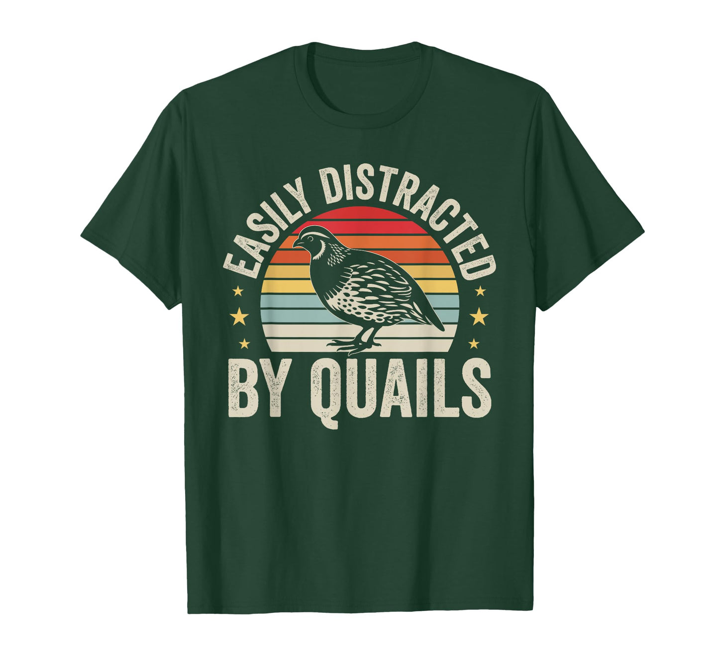 Easily Distracted By Quails Funny Vintage Bird Lover T-Shirt