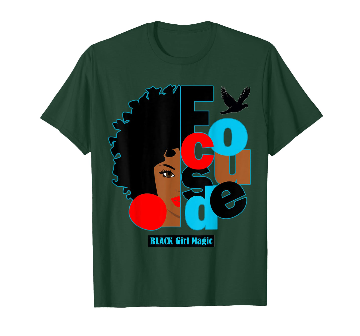 Afro Diva Lips Focused Black Bird Melanin Black Girl Magic T-Shirt