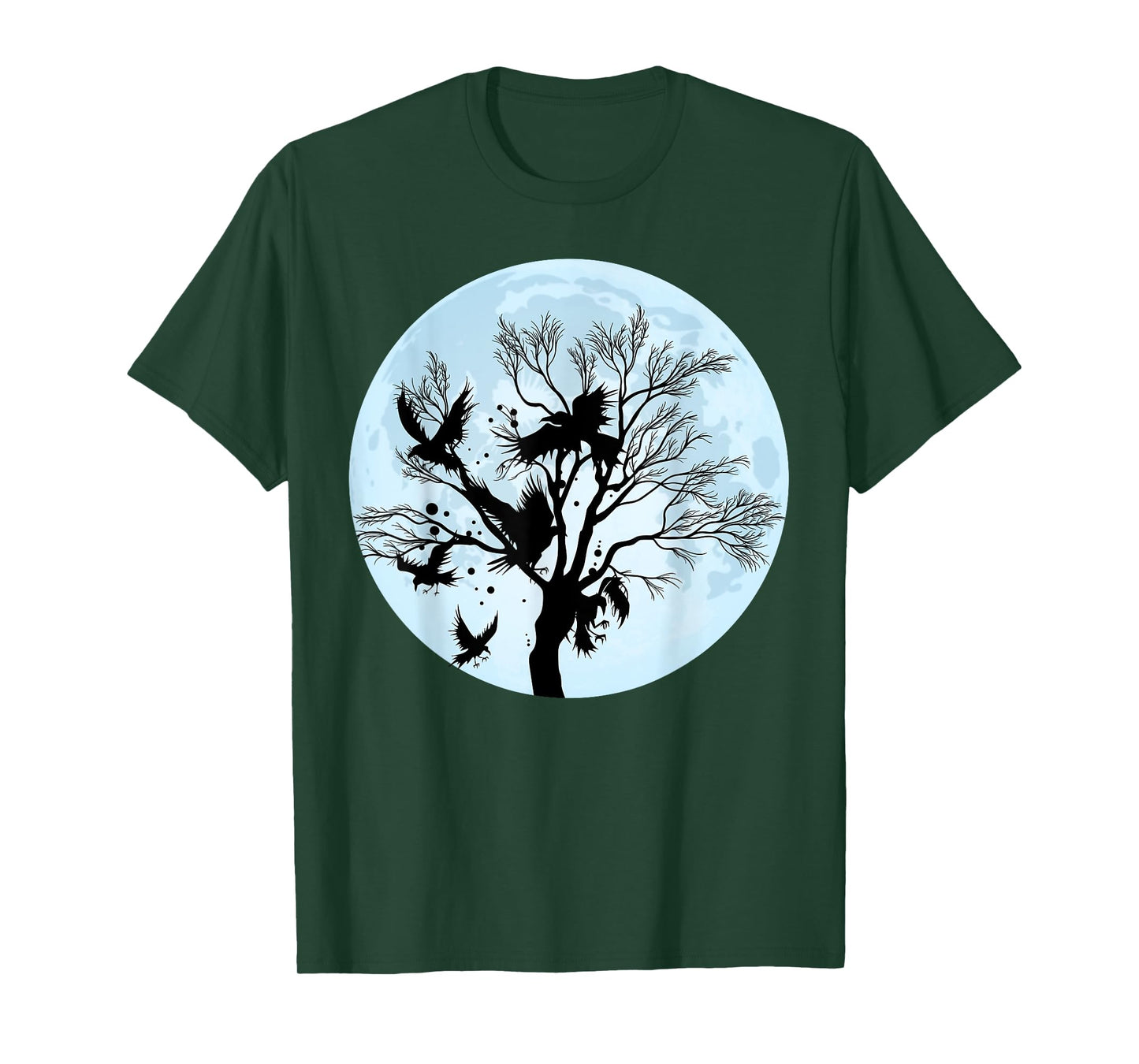 Moonlight Night Black Crow Forest Animal Bird Raven T-Shirt