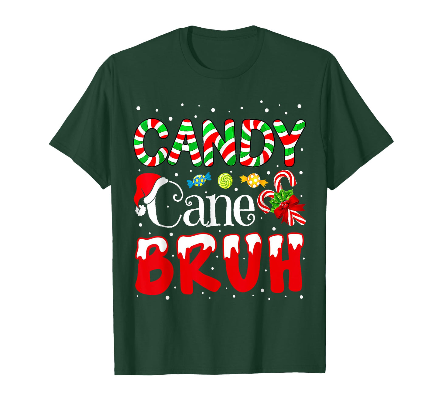 Candy Cane Bruh Christmas Love Candy Boys Girls Kids Xmas T-Shirt