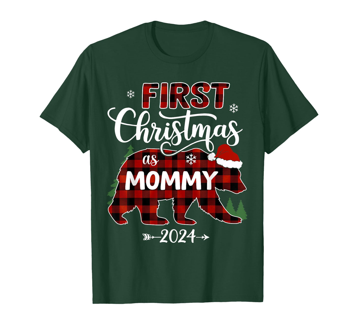 First Christmas As Mommy Red Bear Santa Hat 2024 Pregnancy T-Shirt
