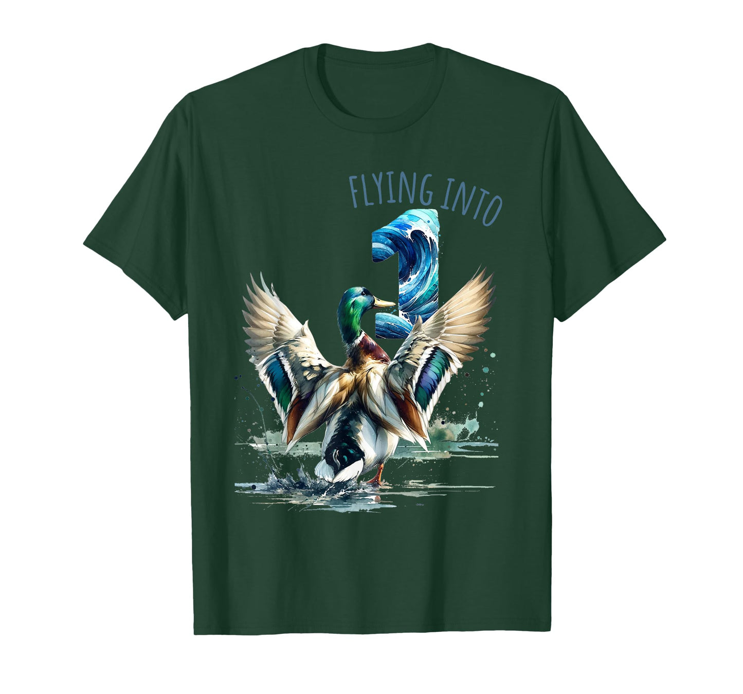 Flying into 1 Duck Hunting 1st Birthday Party 1 Year Old T-Shirt