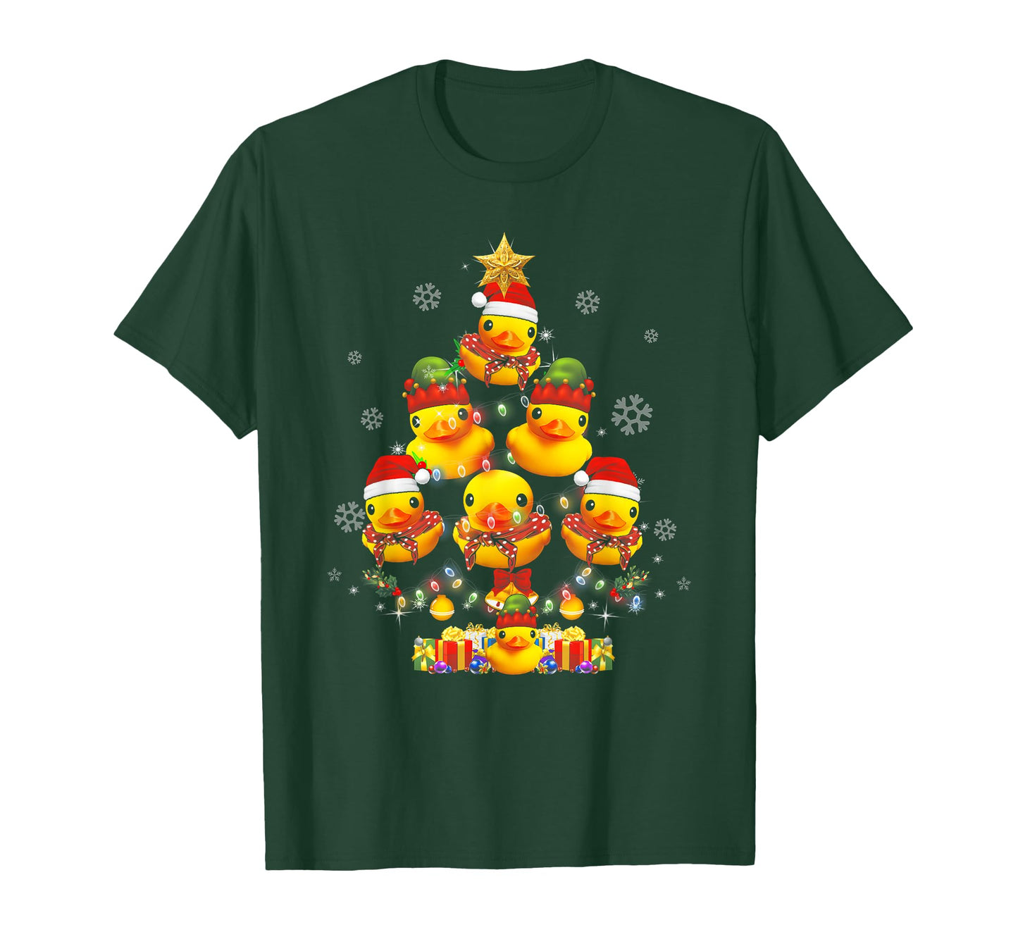 Rubber Duck Christmas Tree Xmas Light Surrounded Ducky T-Shirt