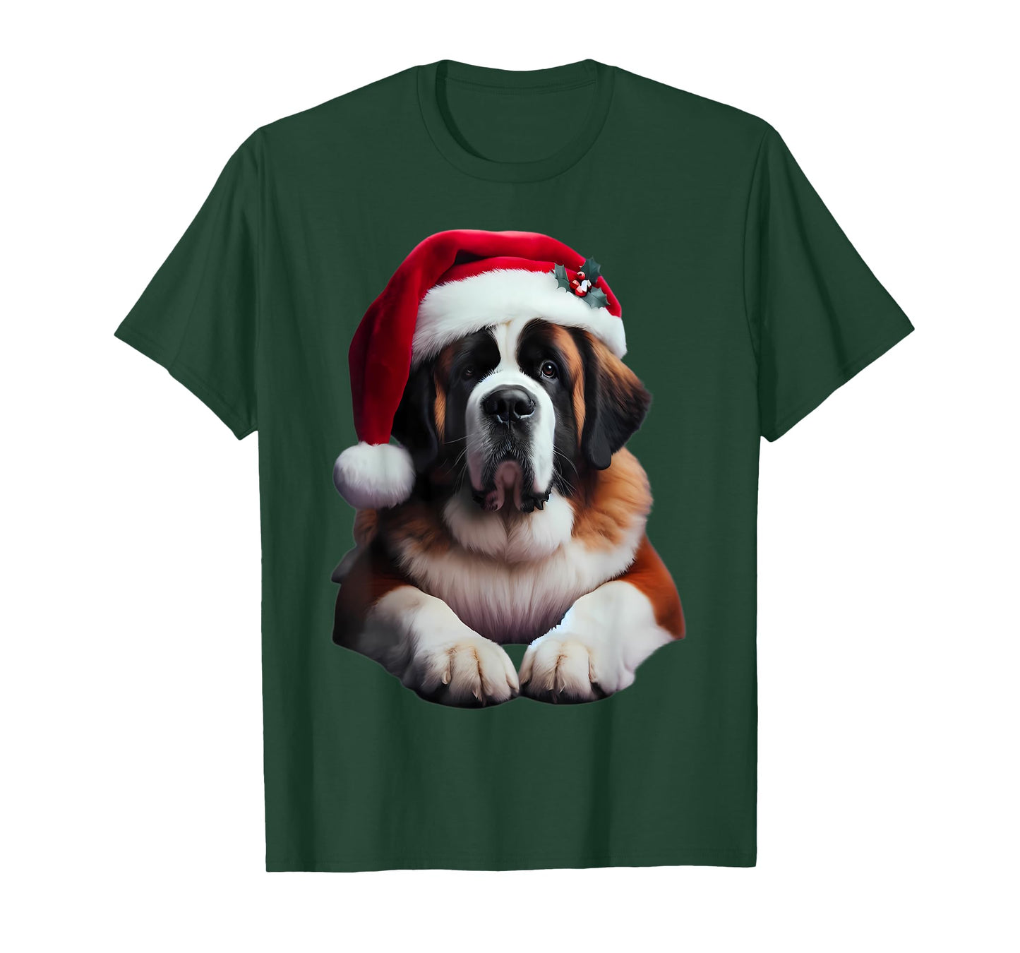 Saint Bernard With Santa Hat Christmas Xmas Dog Owner Mom T-Shirt