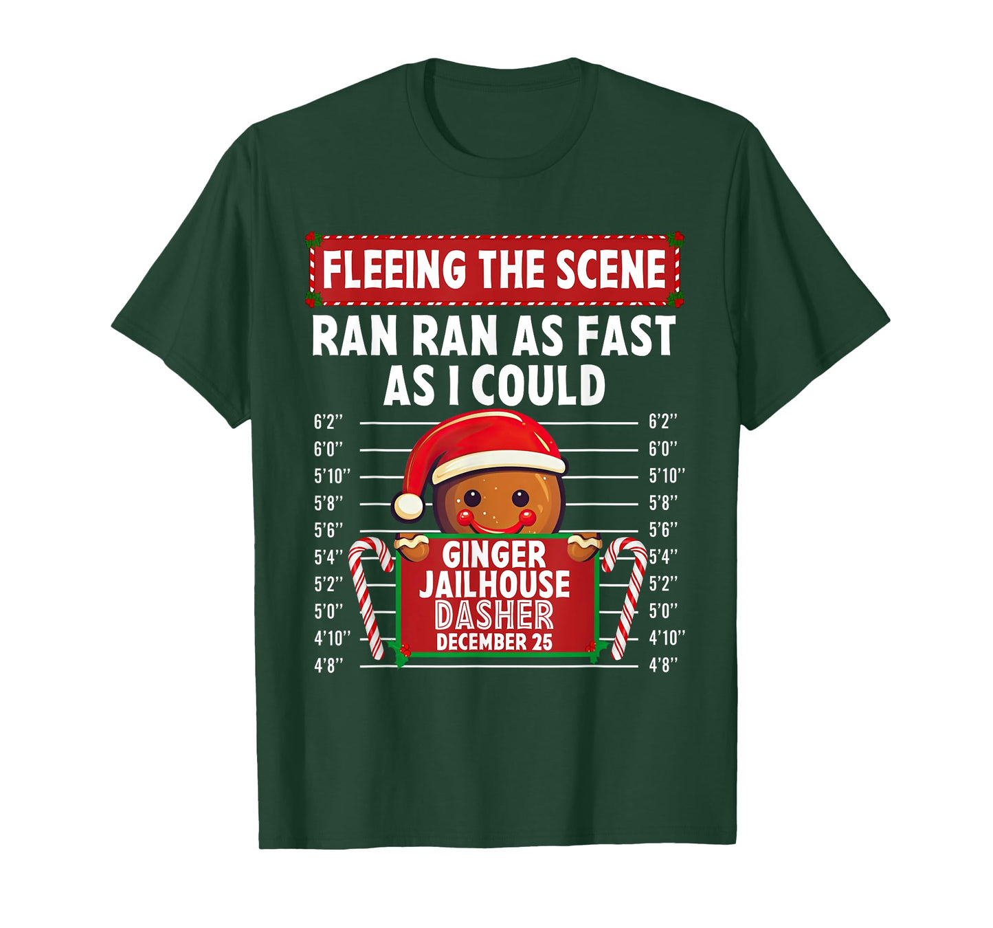 Fleeing The Scene Ginger Jailhouse Christmas Gingerbread T-Shirt