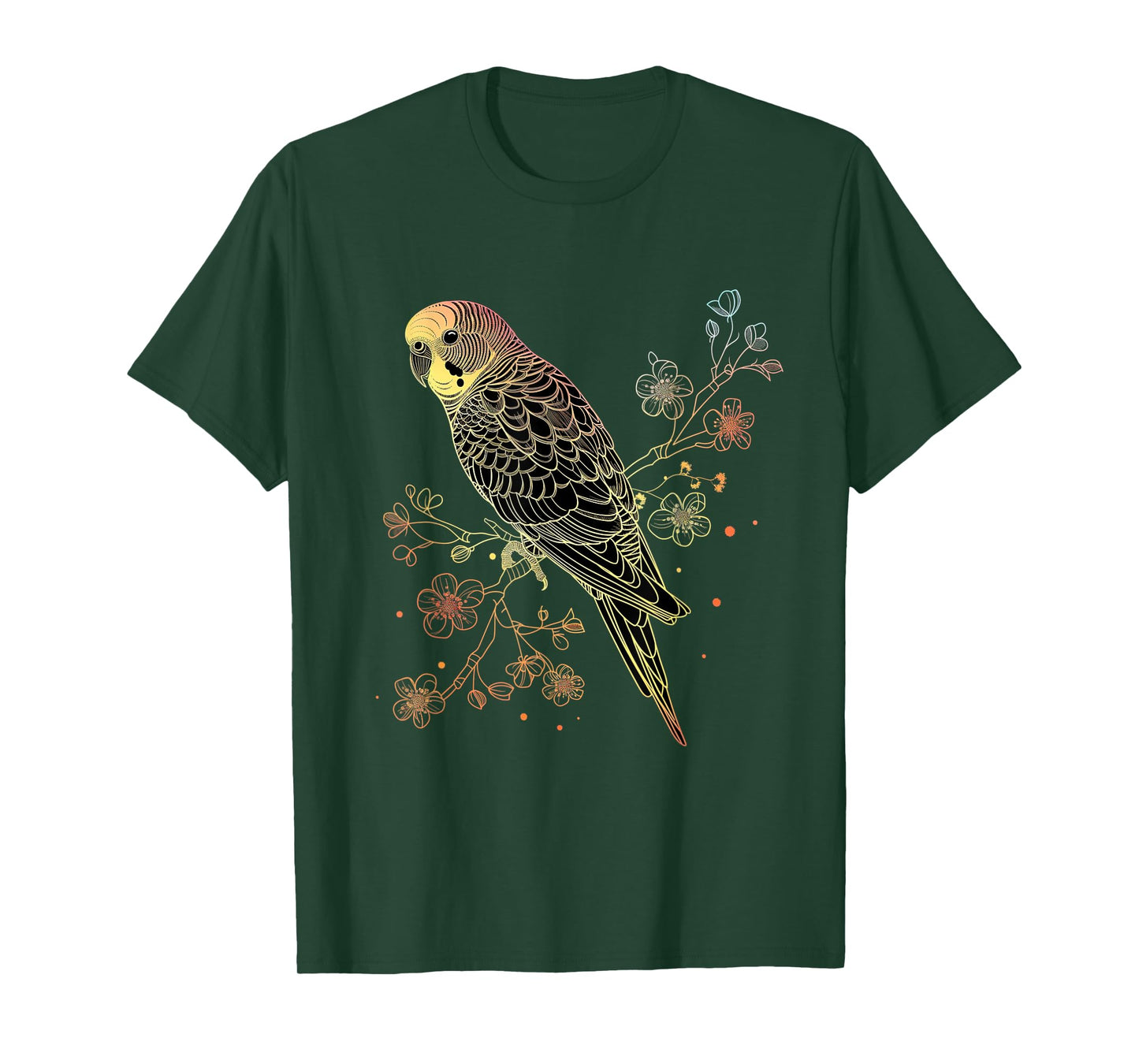 Budgie Parakeet Bird Mom Budgerigar Parrot Vintage Flower T-Shirt