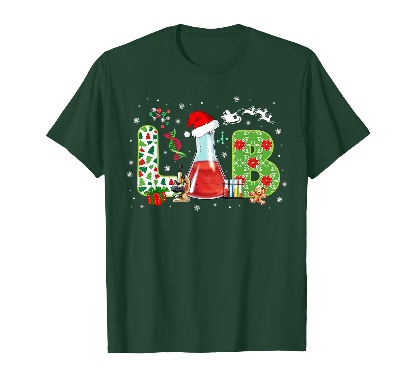 Lab Christmas Laboratory Technician Science Xmas Scientist T-Shirt