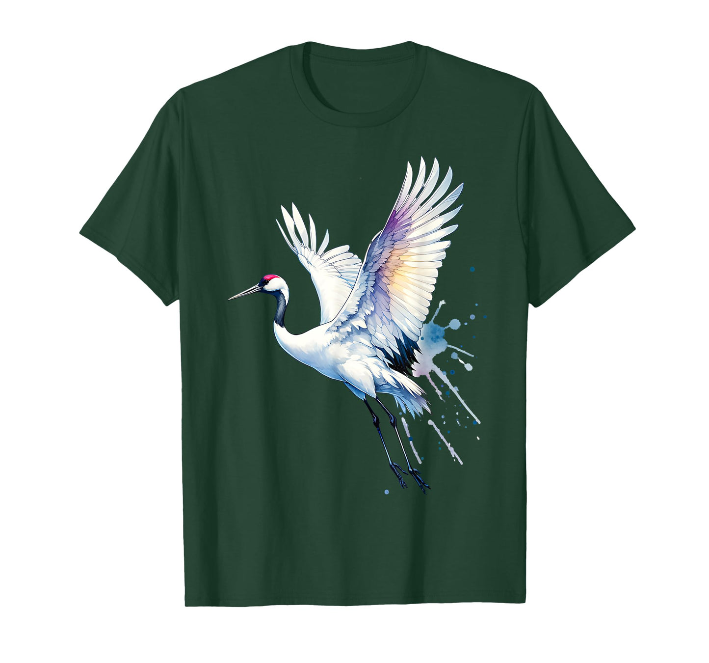 Snow Crane Bird Watching Beautiful Flying White Crane Water T-Shirt