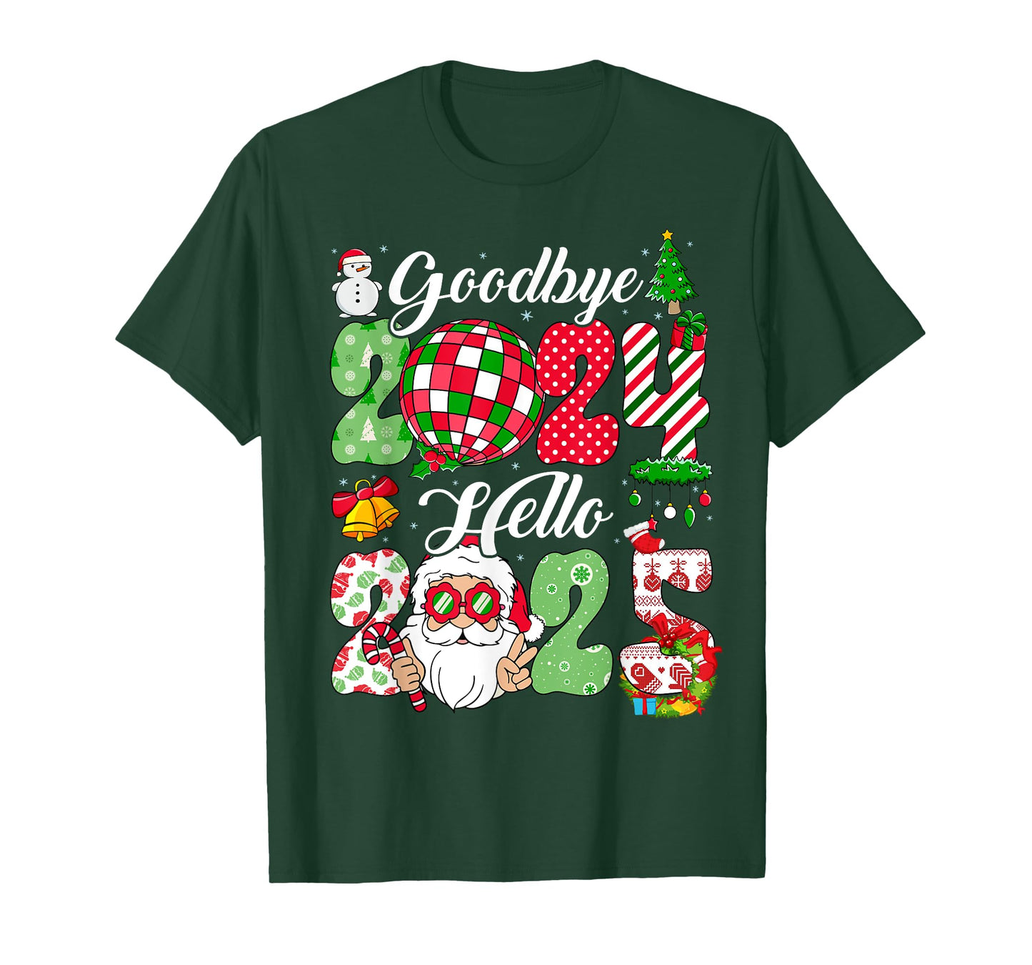 Goodbye 2024 Hello 2025 Happy New Year's Eve Christmas Xmas T-Shirt
