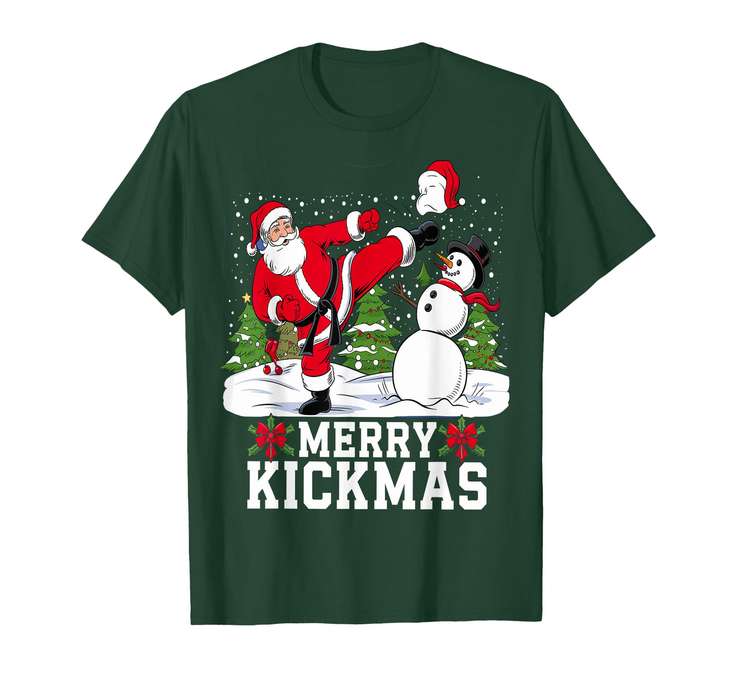Merry Kickmas Ugly Christmas Karate Jiu Jitsu Martial T-Shirt