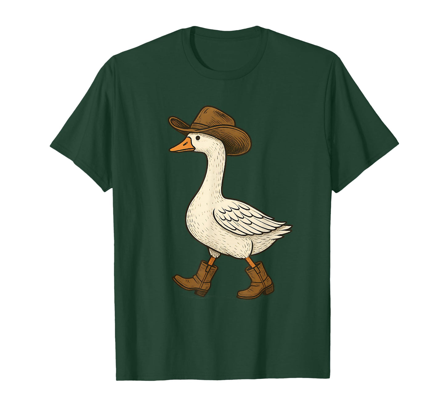 Cowboy Goose Funny Western Walking Boots Hat Humor Design T-Shirt