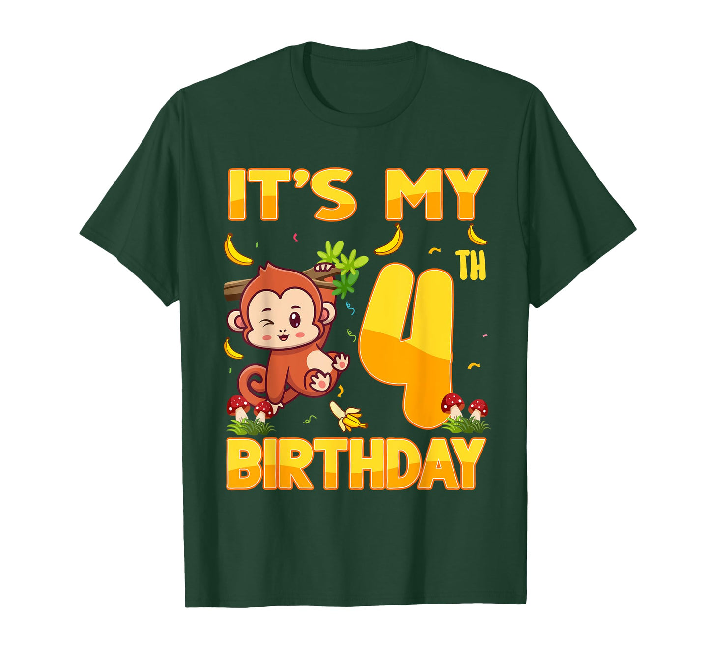 It's My 4th Birthday Monkey 4 Year Old Bday Party Kid Boy Gi T-Shirt