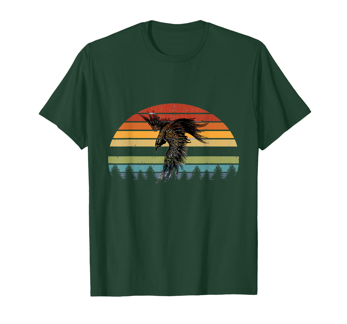 Crow Raven Norse Cool Viking Retro Sun for Vikings lover T-Shirt