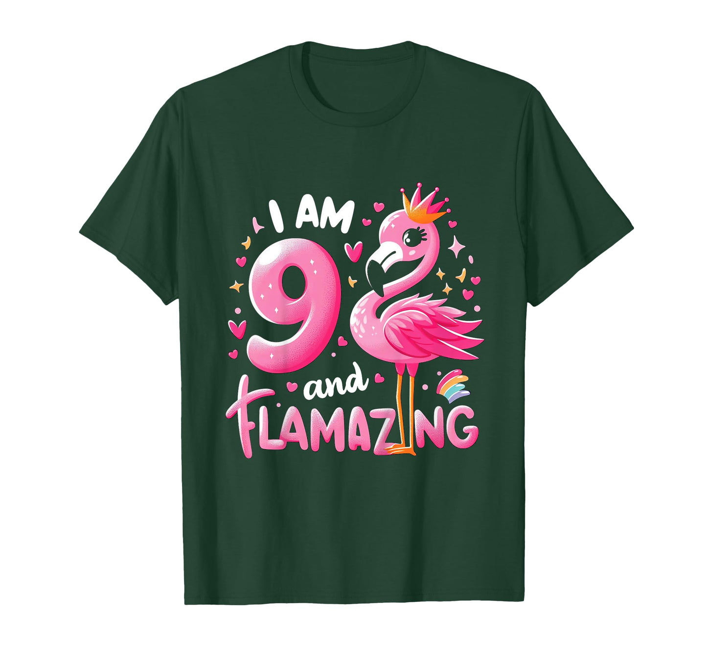 9 And Flamazing Nine Years Old 9th Birthday Flamingo T-Shirt