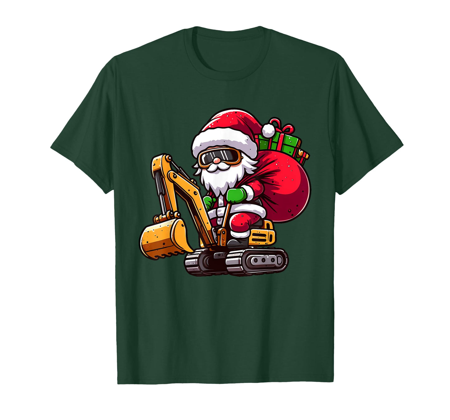 Christmas Santa Claus Driving Excavator Construction Pajama T-Shirt