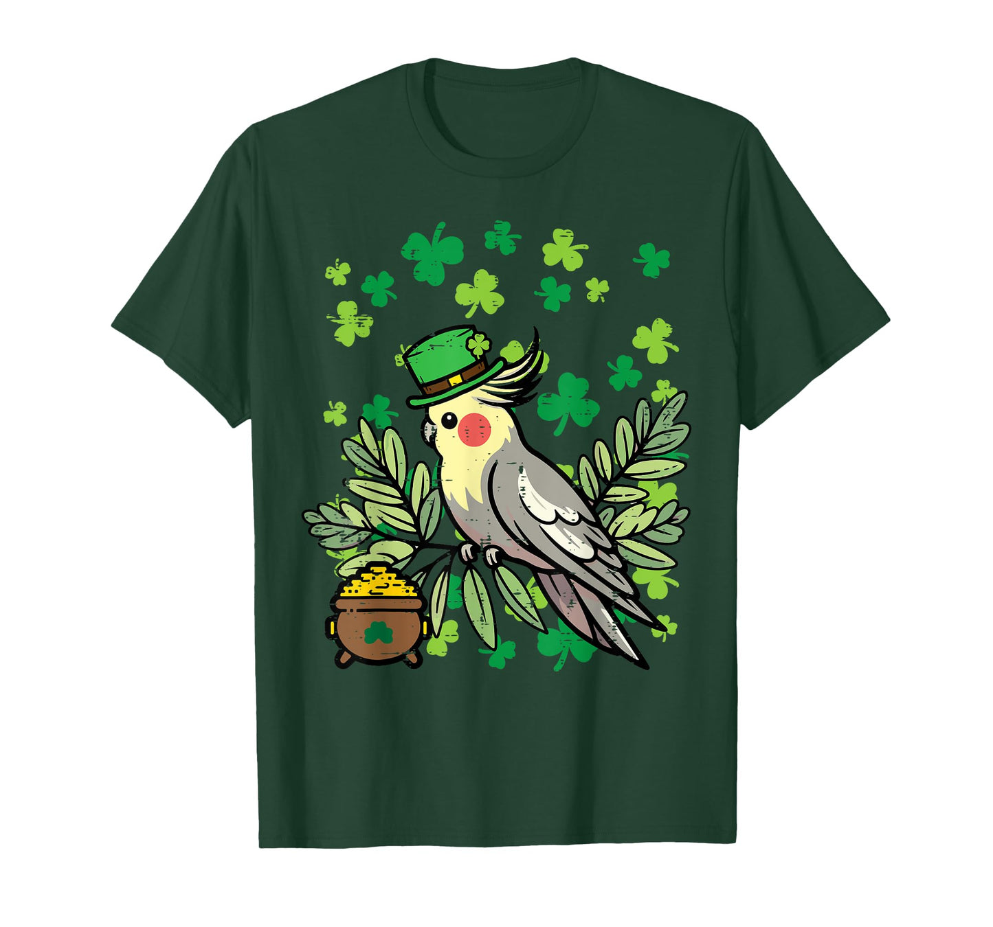 St Patricks Day Bird Cockatiel Saint Pattys Men Women Kids T-Shirt