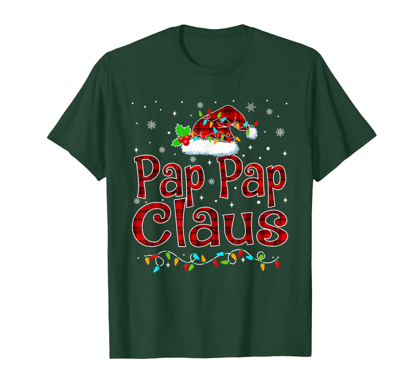 Pap Pap Claus Christmas Pajama Matching Family Xmas Lights T-Shirt