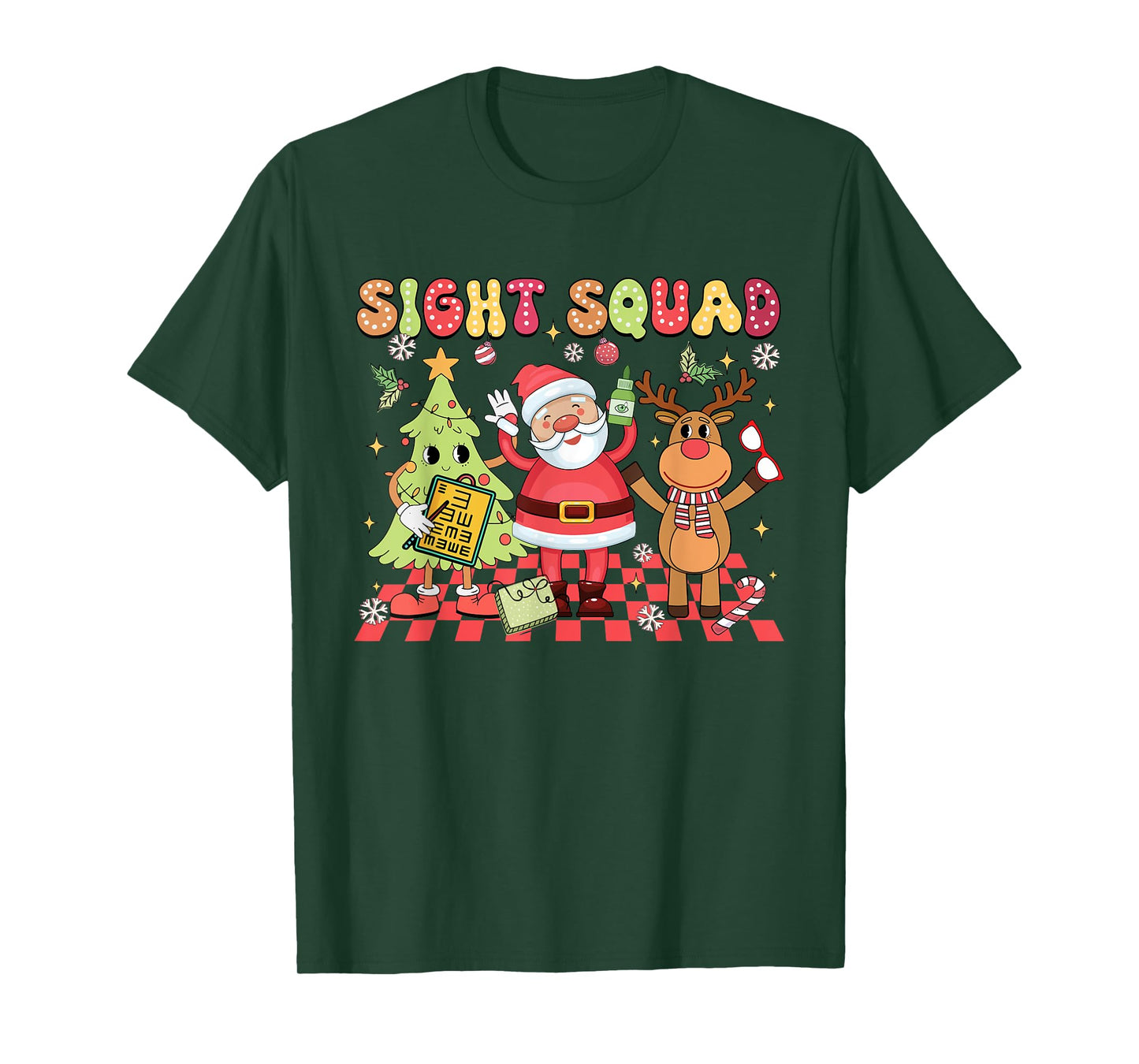 Sight Squad Christmas Optometry Ophthalmologist Crew T-Shirt