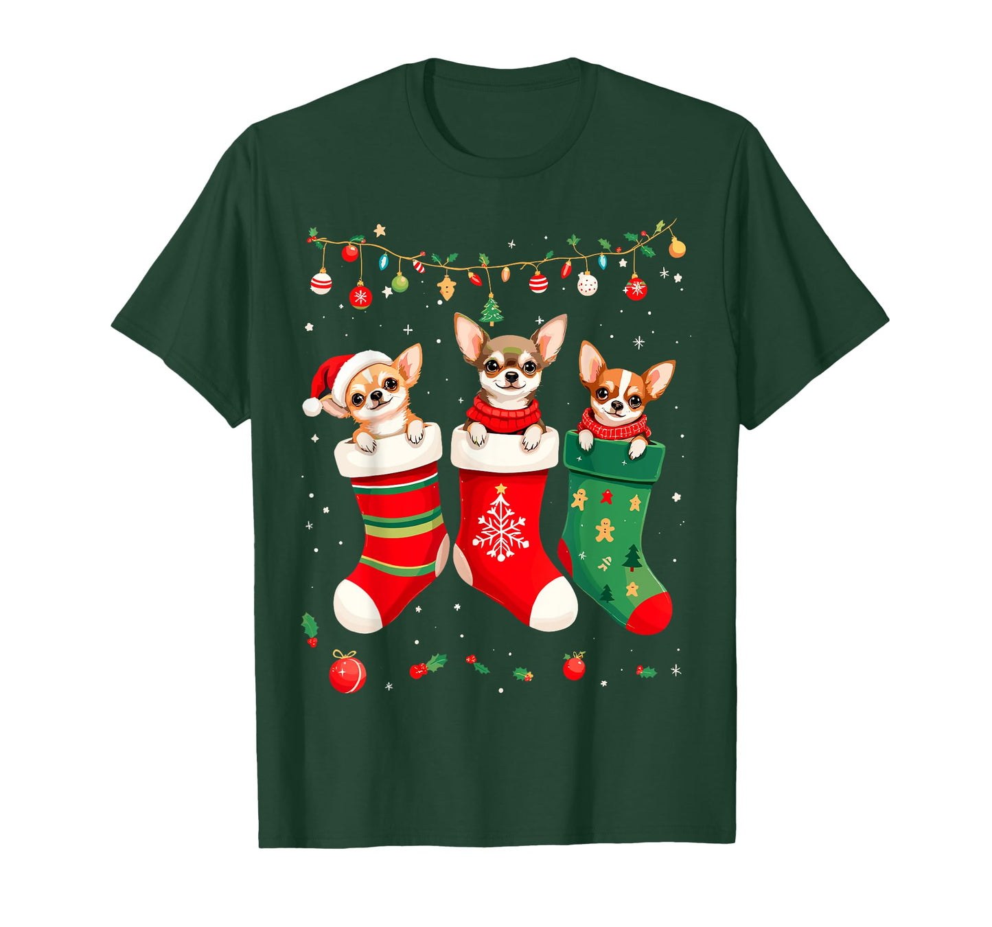 Funny Chihuahua Christmas Socks Xmas Dog Lover New Year T-Shirt for Men Women Kids