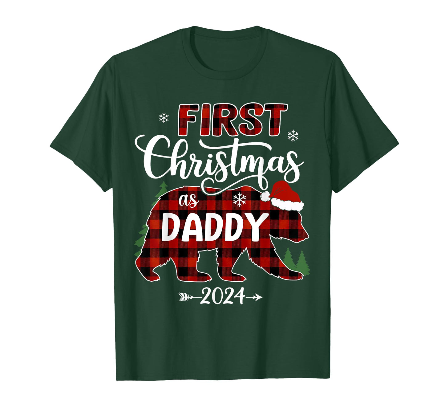 First Christmas As Daddy 2024 Bear Santa Hat Pregnancy Baby T-Shirt