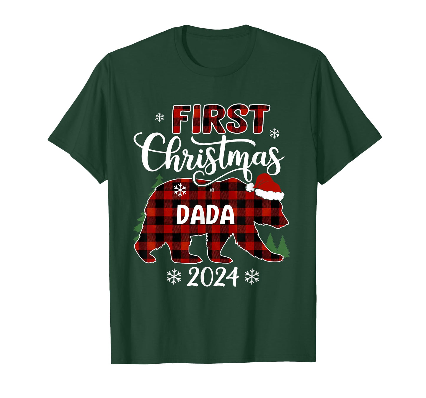 First Christmas Dada Buffalo Plaid Bear Christmas Party T-Shirt