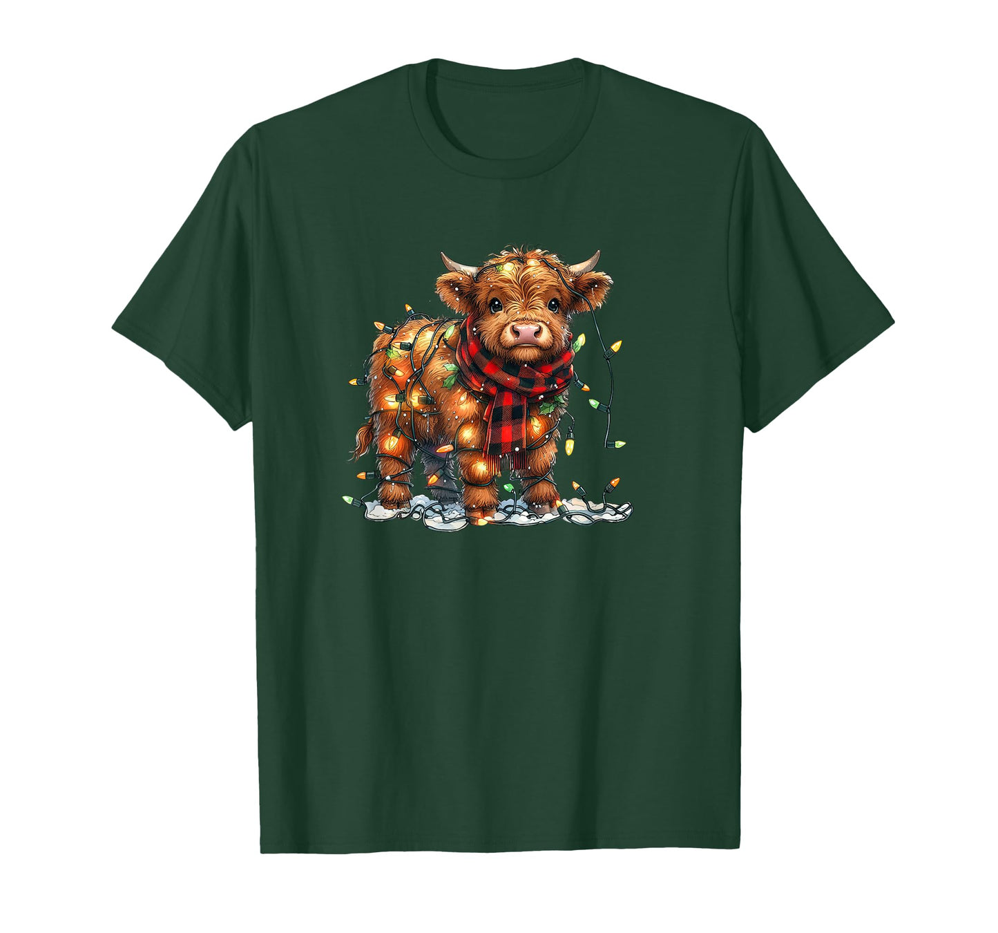 Highland Cow Christmas Xmas Santa Baby Wooly Farm Animal Kid T-Shirt