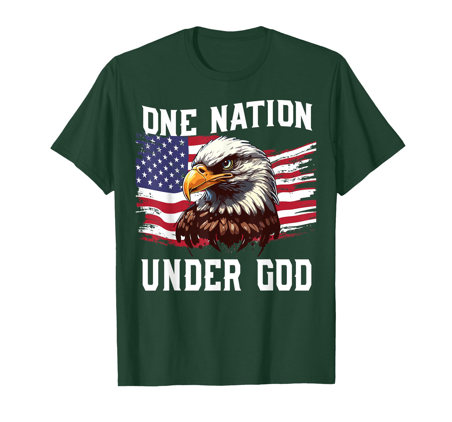 Men's One Nation Under God Bald Eagle Patriotic 4th July USA T-Shirt