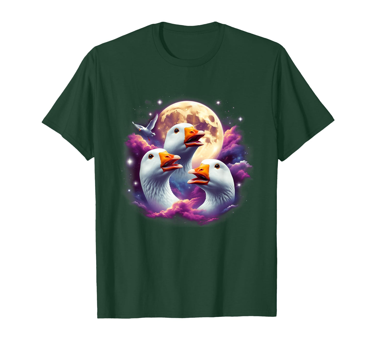 Three Geese Moon Funny Goose Howling At The Moon Parody T-Shirt