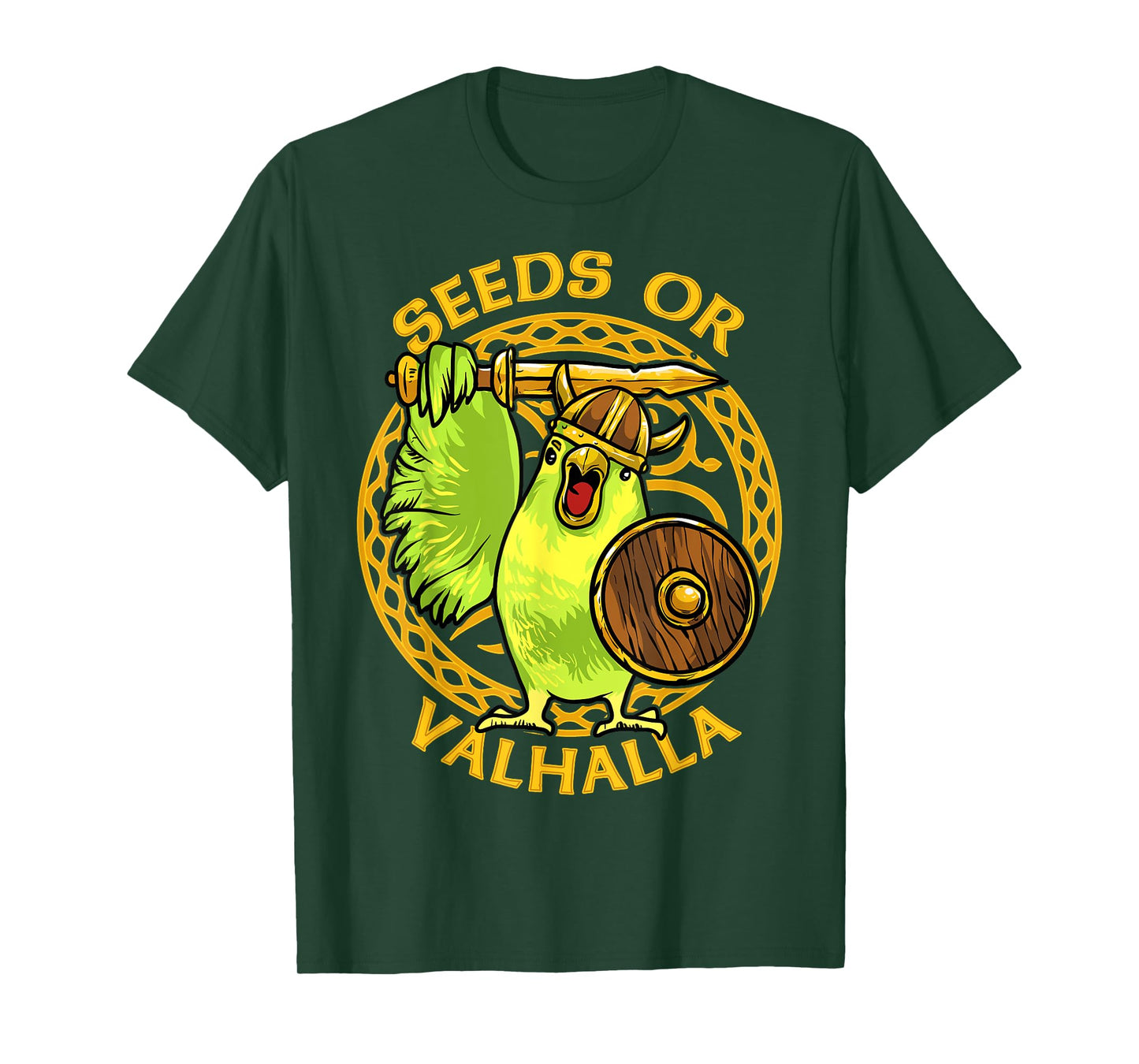 Seeds or Valhalla Viking Budgie Bird Meme Hilarious T-Shirt