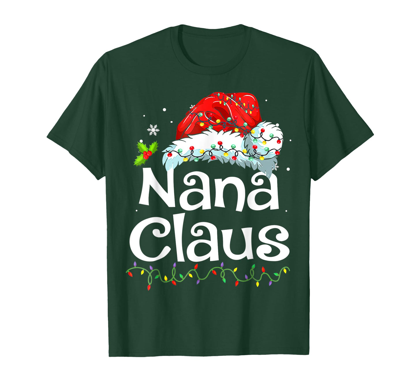 Nana Claus Christmas Pajama Family Matching Xmas Light T-Shirt