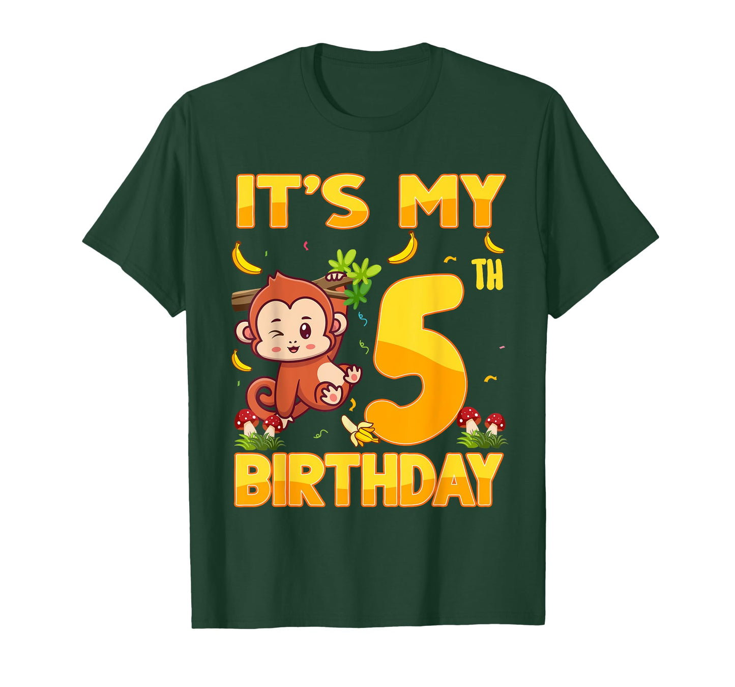 It's My 5th Birthday Monkey 5 Year Old Bday Party Kid Boy Gi T-Shirt