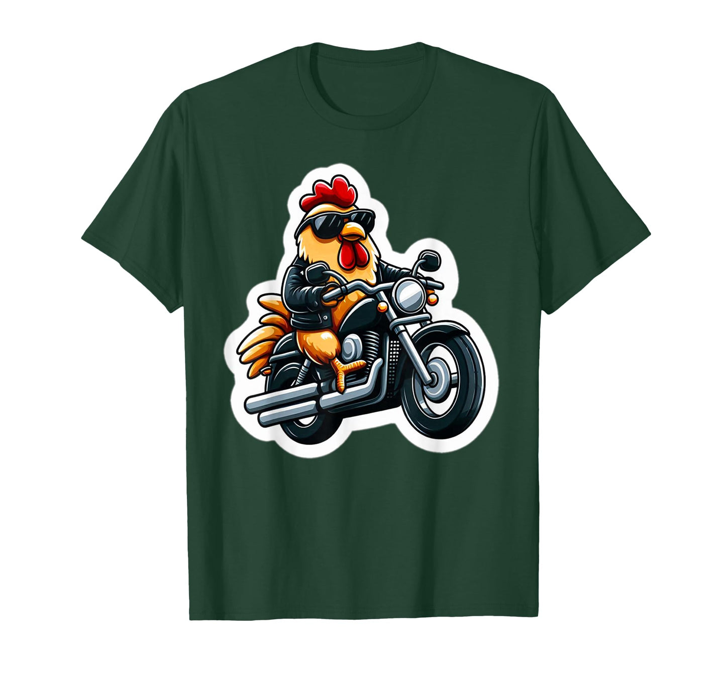 Cool Biker Chicken on Motorcycle T-Shirt