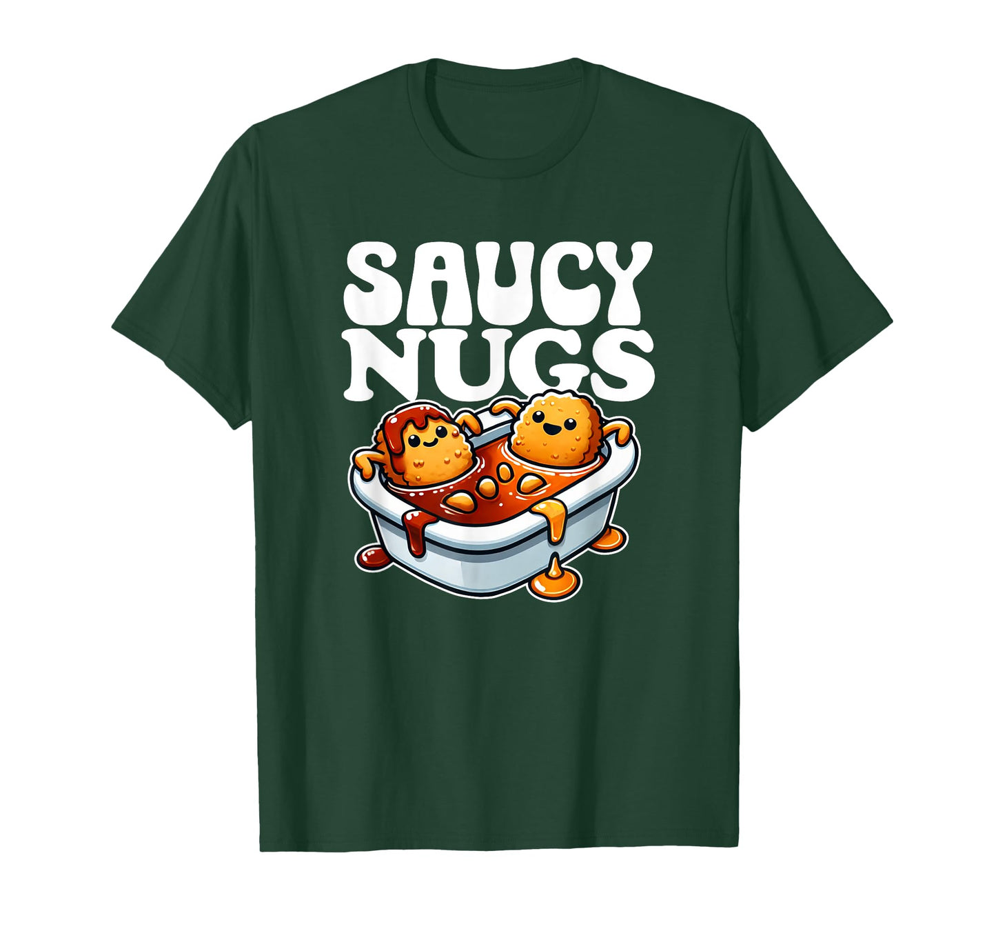 Saucy Nugs Cartoon Food Funny BBQ Sauce Chicken Nuggets T-Shirt