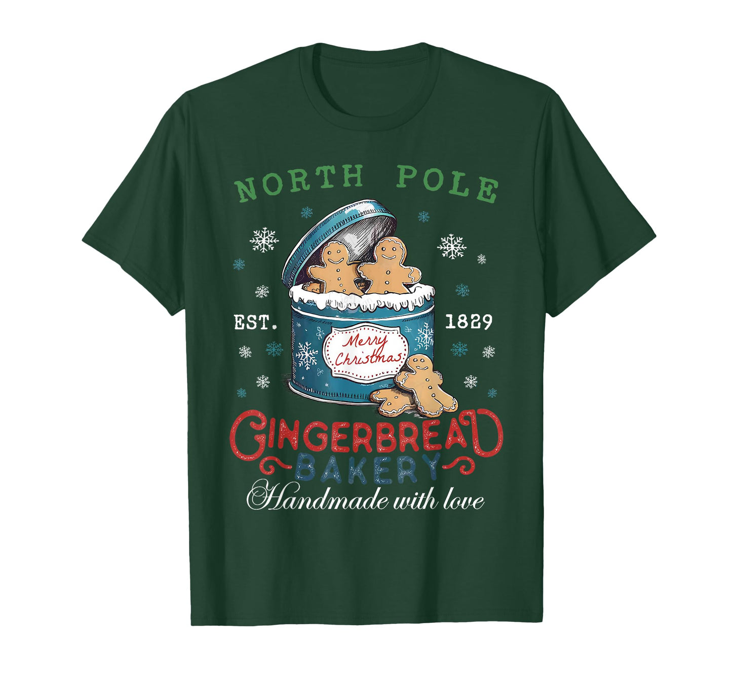 North Pole Gingerbread Bakery Baking Spirits Bright Xmas T-Shirt