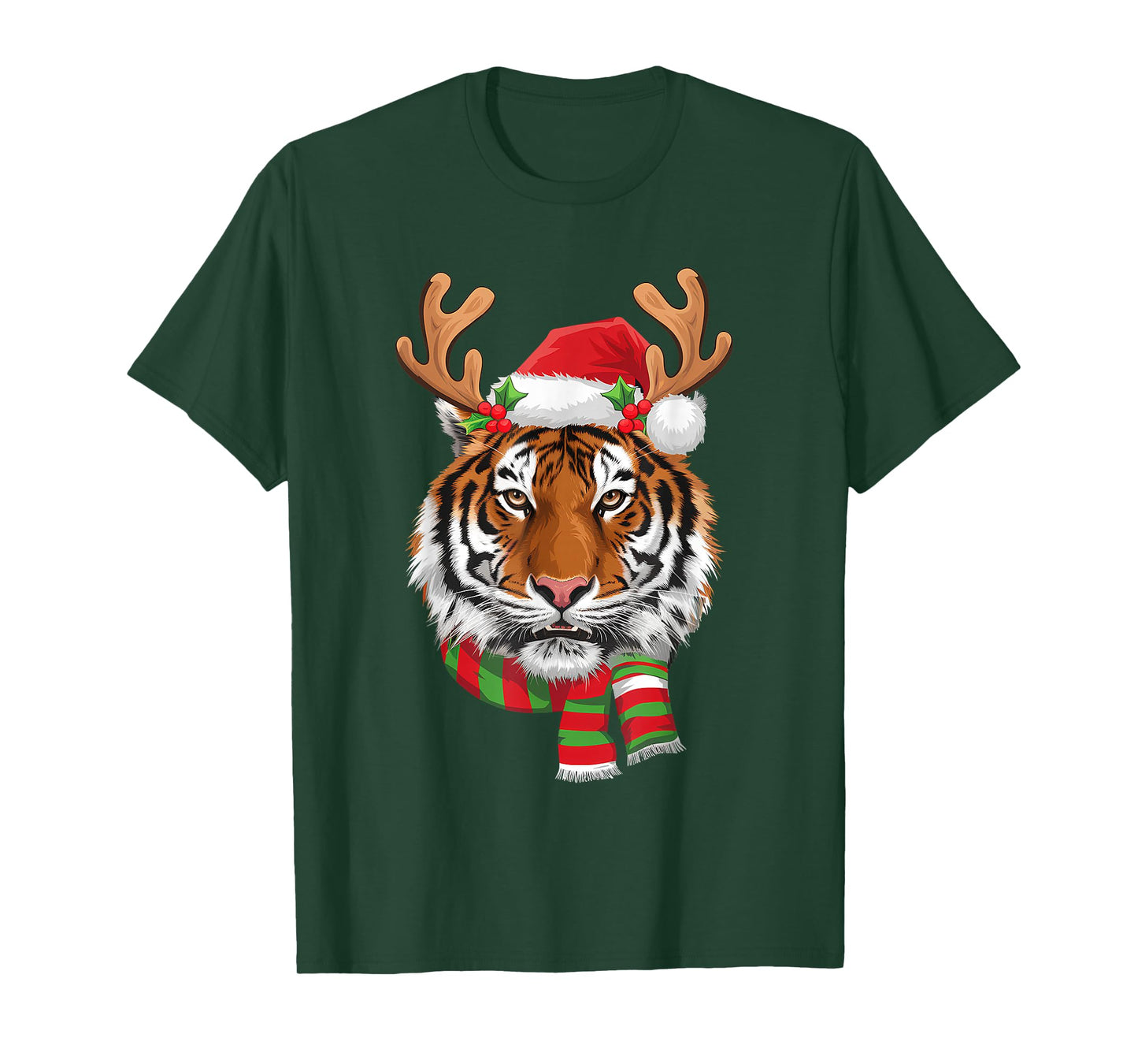Tiger Reindeer Christmas - Santa Tiger Xmas Tiger Lover T-Shirt
