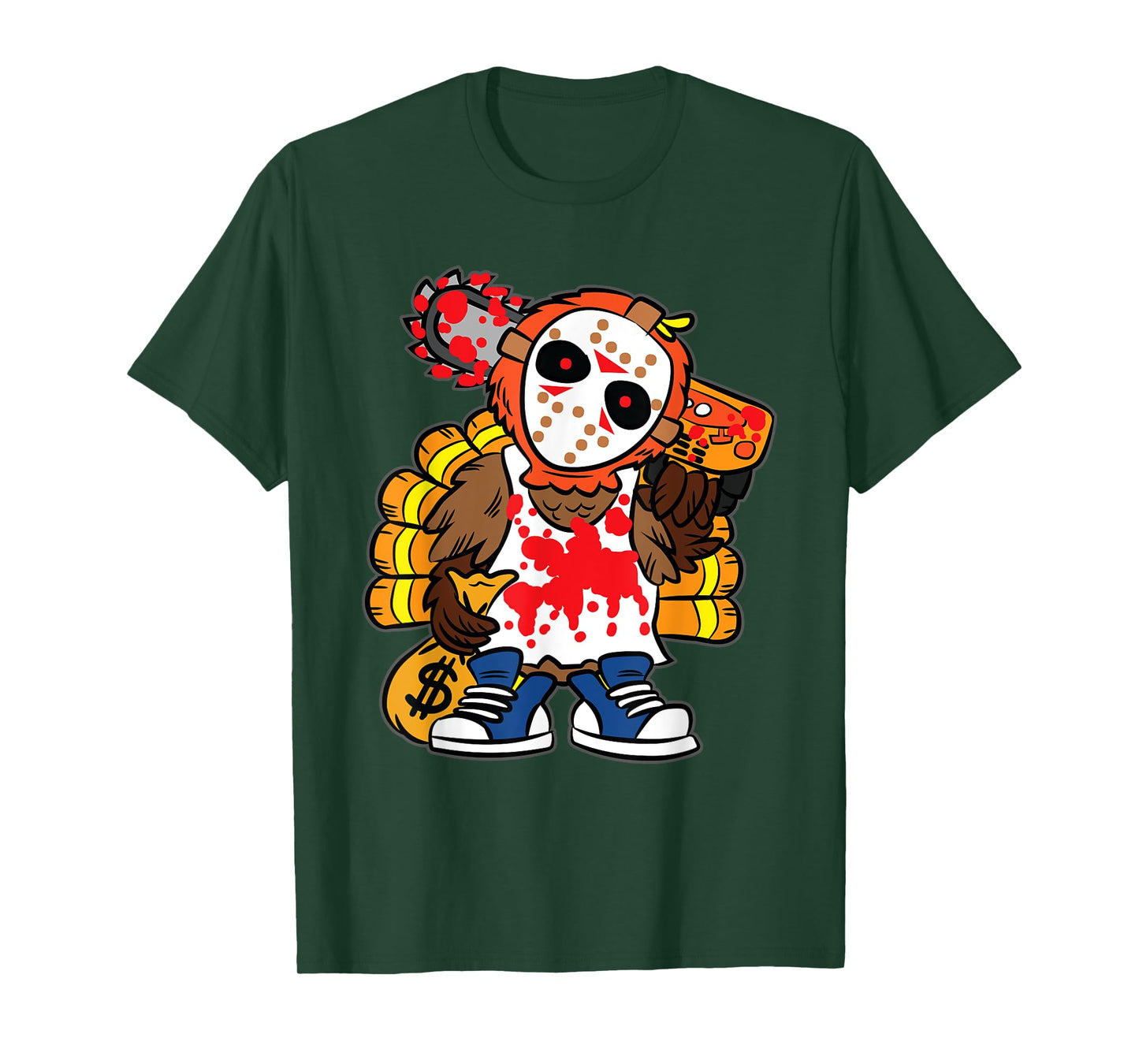 Turkey Horror Movie Thanksgiving Day Funny Bird Fall Autumn T-Shirt
