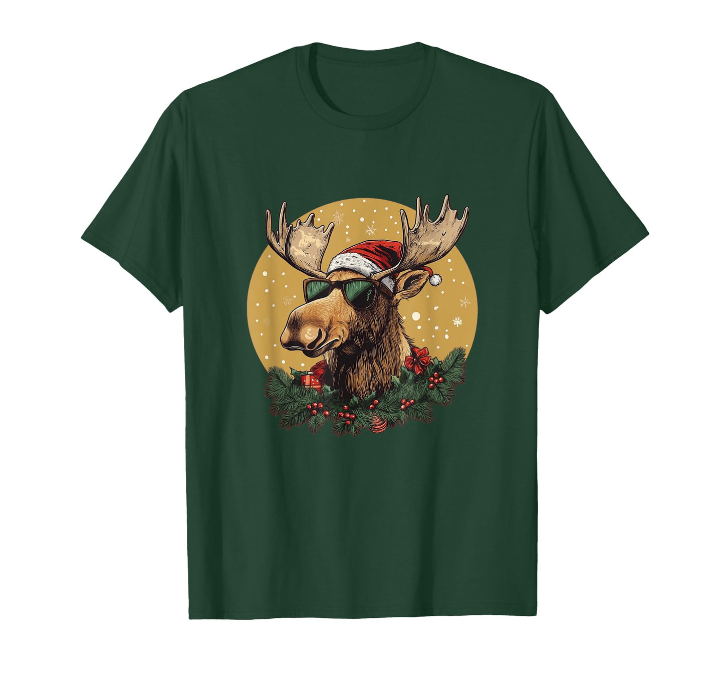 Sunglasses Christmas Moose Bringing the Holiday Vibes T-Shirt
