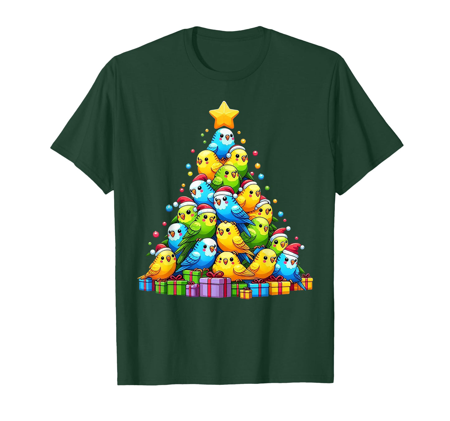 Budgie Christmas Tree Bird Christmas Cosutme Men Women Kids T-Shirt