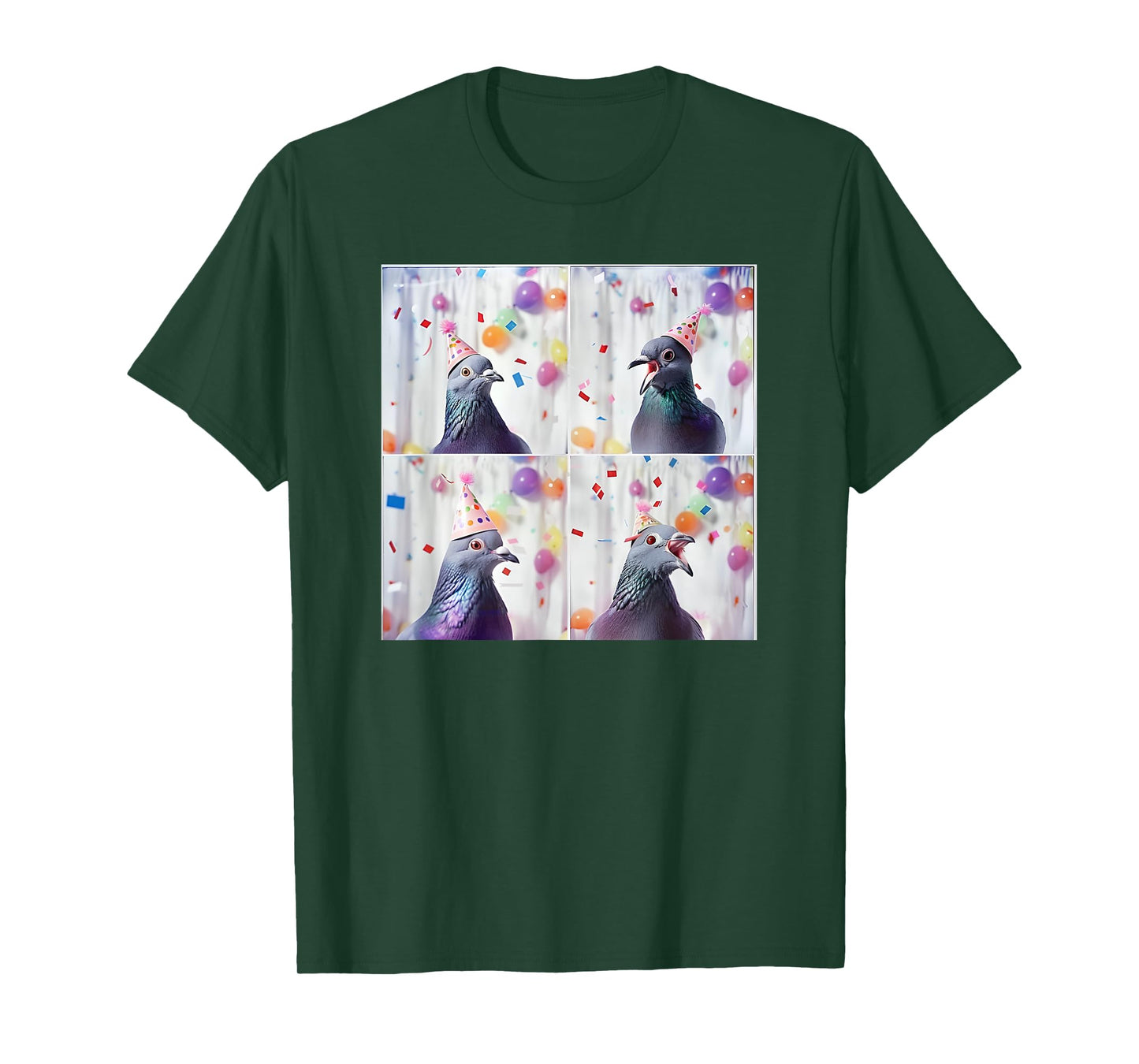 Bird Animal Photobooth Love Pigeons Men Women Kids Pigeon In Hat Party Pigeon Fancier Funny Birthday T-Shirt